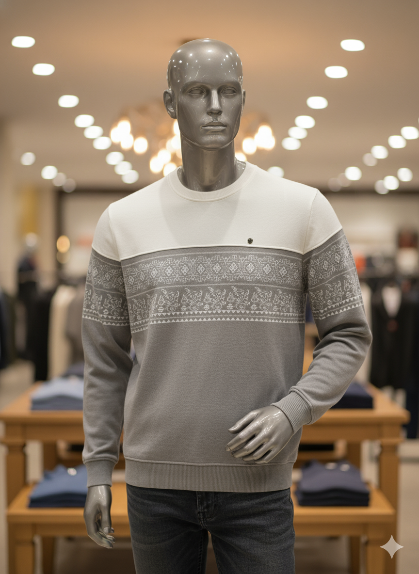 بلوز آستین بلند یقه گرد سلانیک طرحدار